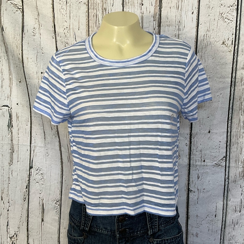 Aeropostale Original Brand Blue Striped Semi Sheer Crop Top Sz Small NWT